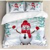 Ambesonne Christmas Duvet Cover Set, Floral Winter Red Bird Hat and Scarf on Blooming Tree Nature Inspired, Decorative 3 Piece Bedding Set with 2 Pillow Shams, Queen Size, Burgundy Green(Teal Red White)