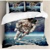 Ambesonne Christmas Duvet Cover Set, Floral Winter Red Bird Hat and Scarf on Blooming Tree Nature Inspired, Decorative 3 Piece Bedding Set with 2 Pillow Shams, Queen Size, Burgundy Green(Blue Gray)
