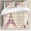 Ambesonne Christmas Duvet Cover Set, Floral Winter Red Bird Hat and Scarf on Blooming Tree Nature Inspired, Decorative 3 Piece Bedding Set with 2 Pillow Shams, Queen Size, Burgundy Green(Ivory Pink)