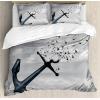 Ambesonne Christmas Duvet Cover Set, Floral Winter Red Bird Hat and Scarf on Blooming Tree Nature Inspired, Decorative 3 Piece Bedding Set with 2 Pillow Shams, Queen Size, Burgundy Green(Pale Grey)