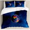 Ambesonne Christmas Duvet Cover Set, Floral Winter Red Bird Hat and Scarf on Blooming Tree Nature Inspired, Decorative 3 Piece Bedding Set with 2 Pillow Shams, Queen Size, Burgundy Green(Dark Blue)