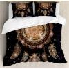 Ambesonne Christmas Duvet Cover Set, Floral Winter Red Bird Hat and Scarf on Blooming Tree Nature Inspired, Decorative 3 Piece Bedding Set with 2 Pillow Shams, Queen Size, Burgundy Green(Dark Grey)