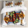 Ambesonne Christmas Duvet Cover Set, Floral Winter Red Bird Hat and Scarf on Blooming Tree Nature Inspired, Decorative 3 Piece Bedding Set with 2 Pillow Shams, Queen Size, Burgundy Green(Red Blue)