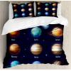 Ambesonne Christmas Duvet Cover Set, Floral Winter Red Bird Hat and Scarf on Blooming Tree Nature Inspired, Decorative 3 Piece Bedding Set with 2 Pillow Shams, Queen Size, Burgundy Green(Space Purple)