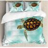 Ambesonne Christmas Duvet Cover Set, Floral Winter Red Bird Hat and Scarf on Blooming Tree Nature Inspired, Decorative 3 Piece Bedding Set with 2 Pillow Shams, Queen Size, Burgundy Green(Pale Coffee Seafoam)