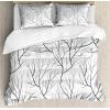 Ambesonne Christmas Duvet Cover Set, Floral Winter Red Bird Hat and Scarf on Blooming Tree Nature Inspired, Decorative 3 Piece Bedding Set with 2 Pillow Shams, Queen Size, Burgundy Green(White and Black)