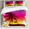Ambesonne Christmas Duvet Cover Set, Floral Winter Red Bird Hat and Scarf on Blooming Tree Nature Inspired, Decorative 3 Piece Bedding Set with 2 Pillow Shams, Queen Size, Burgundy Green(Yellow Magenta)
