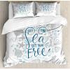 Ambesonne Christmas Duvet Cover Set, Floral Winter Red Bird Hat and Scarf on Blooming Tree Nature Inspired, Decorative 3 Piece Bedding Set with 2 Pillow Shams, Queen Size, Burgundy Green(Pale Blue Navy Blue)