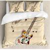 Ambesonne Christmas Duvet Cover Set, Floral Winter Red Bird Hat and Scarf on Blooming Tree Nature Inspired, Decorative 3 Piece Bedding Set with 2 Pillow Shams, Queen Size, Burgundy Green(Sand Brown Multicolor)