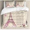 Ambesonne Christmas Duvet Cover Set, Floral Winter Red Bird Hat and Scarf on Blooming Tree Nature Inspired, Decorative 3 Piece Bedding Set with 2 Pillow Shams, Queen Size, Burgundy Green(Ivory Pink)