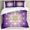 Ambesonne Christmas Duvet Cover Set, Floral Winter Red Bird Hat and Scarf on Blooming Tree Nature Inspired, Decorative 3 Piece Bedding Set with 2 Pillow Shams, Queen Size, Burgundy Green(Purple Yellow)