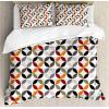 Ambesonne Christmas Duvet Cover Set, Floral Winter Red Bird Hat and Scarf on Blooming Tree Nature Inspired, Decorative 3 Piece Bedding Set with 2 Pillow Shams, Queen Size, Burgundy Green(Orange Khaki)