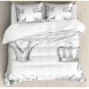 Ambesonne Christmas Duvet Cover Set, Floral Winter Red Bird Hat and Scarf on Blooming Tree Nature Inspired, Decorative 3 Piece Bedding Set with 2 Pillow Shams, Queen Size, Burgundy Green(Pale Green and White)