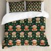 Ambesonne Christmas Duvet Cover Set, Floral Winter Red Bird Hat and Scarf on Blooming Tree Nature Inspired, Decorative 3 Piece Bedding Set with 2 Pillow Shams, Queen Size, Burgundy Green(Green Dimgray Vermilion)