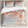 Ambesonne Christmas Duvet Cover Set, Floral Winter Red Bird Hat and Scarf on Blooming Tree Nature Inspired, Decorative 3 Piece Bedding Set with 2 Pillow Shams, Queen Size, Burgundy Green(Burgundy Teal)
