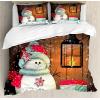Ambesonne Christmas Duvet Cover Set, Floral Winter Red Bird Hat and Scarf on Blooming Tree Nature Inspired, Decorative 3 Piece Bedding Set with 2 Pillow Shams, Queen Size, Burgundy Green(White Brown)