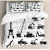 Ambesonne Christmas Duvet Cover Set, Floral Winter Red Bird Hat and Scarf on Blooming Tree Nature Inspired, Decorative 3 Piece Bedding Set with 2 Pillow Shams, Queen Size, Burgundy Green(Black and Ivory)