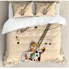 Ambesonne Christmas Duvet Cover Set, Floral Winter Red Bird Hat and Scarf on Blooming Tree Nature Inspired, Decorative 3 Piece Bedding Set with 2 Pillow Shams, Queen Size, Burgundy Green(Sand Brown Multicolor)