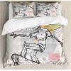 Ambesonne Christmas Duvet Cover Set, Floral Winter Red Bird Hat and Scarf on Blooming Tree Nature Inspired, Decorative 3 Piece Bedding Set with 2 Pillow Shams, Queen Size, Burgundy Green(Grey Cream)