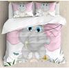 Ambesonne Christmas Duvet Cover Set, Floral Winter Red Bird Hat and Scarf on Blooming Tree Nature Inspired, Decorative 3 Piece Bedding Set with 2 Pillow Shams, Queen Size, Burgundy Green(Soft Pink)