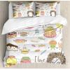 Ambesonne Christmas Duvet Cover Set, Floral Winter Red Bird Hat and Scarf on Blooming Tree Nature Inspired, Decorative 3 Piece Bedding Set with 2 Pillow Shams, Queen Size, Burgundy Green(Yellow)