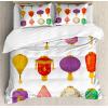 Ambesonne Christmas Duvet Cover Set, Floral Winter Red Bird Hat and Scarf on Blooming Tree Nature Inspired, Decorative 3 Piece Bedding Set with 2 Pillow Shams, Queen Size, Burgundy Green(Red Purple)
