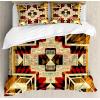 Ambesonne Christmas Duvet Cover Set, Floral Winter Red Bird Hat and Scarf on Blooming Tree Nature Inspired, Decorative 3 Piece Bedding Set with 2 Pillow Shams, Queen Size, Burgundy Green(Cream Marigold)