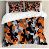 Ambesonne Christmas Duvet Cover Set, Floral Winter Red Bird Hat and Scarf on Blooming Tree Nature Inspired, Decorative 3 Piece Bedding Set with 2 Pillow Shams, Queen Size, Burgundy Green(Orange Grey Black)