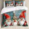Ambesonne Christmas Duvet Cover Set, Floral Winter Red Bird Hat and Scarf on Blooming Tree Nature Inspired, Decorative 3 Piece Bedding Set with 2 Pillow Shams, Queen Size, Burgundy Green(Vermilion Blue Grey Grey)