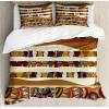 Ambesonne Christmas Duvet Cover Set, Floral Winter Red Bird Hat and Scarf on Blooming Tree Nature Inspired, Decorative 3 Piece Bedding Set with 2 Pillow Shams, Queen Size, Burgundy Green(Brown Coffee)