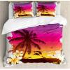 Ambesonne Christmas Duvet Cover Set, Floral Winter Red Bird Hat and Scarf on Blooming Tree Nature Inspired, Decorative 3 Piece Bedding Set with 2 Pillow Shams, Queen Size, Burgundy Green(Yellow Magenta)