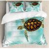 Ambesonne Christmas Duvet Cover Set, Floral Winter Red Bird Hat and Scarf on Blooming Tree Nature Inspired, Decorative 3 Piece Bedding Set with 2 Pillow Shams, Queen Size, Burgundy Green(Pale Coffee Seafoam)