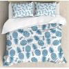 Ambesonne Christmas Duvet Cover Set, Floral Winter Red Bird Hat and Scarf on Blooming Tree Nature Inspired, Decorative 3 Piece Bedding Set with 2 Pillow Shams, Queen Size, Burgundy Green(Gray Blue)