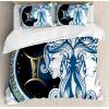 Ambesonne Christmas Duvet Cover Set, Floral Winter Red Bird Hat and Scarf on Blooming Tree Nature Inspired, Decorative 3 Piece Bedding Set with 2 Pillow Shams, Queen Size, Burgundy Green(Blue Black)
