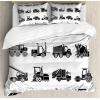 Ambesonne Christmas Duvet Cover Set, Floral Winter Red Bird Hat and Scarf on Blooming Tree Nature Inspired, Decorative 3 Piece Bedding Set with 2 Pillow Shams, Queen Size, Burgundy Green(White Black)