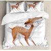 Ambesonne Christmas Duvet Cover Set, Floral Winter Red Bird Hat and Scarf on Blooming Tree Nature Inspired, Decorative 3 Piece Bedding Set with 2 Pillow Shams, Queen Size, Burgundy Green(Caramel Coconut)