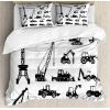 Ambesonne Christmas Duvet Cover Set, Floral Winter Red Bird Hat and Scarf on Blooming Tree Nature Inspired, Decorative 3 Piece Bedding Set with 2 Pillow Shams, Queen Size, Burgundy Green(Black and Ivory)