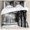 Ambesonne Christmas Duvet Cover Set, Floral Winter Red Bird Hat and Scarf on Blooming Tree Nature Inspired, Decorative 3 Piece Bedding Set with 2 Pillow Shams, Queen Size, Burgundy Green(Dimgray)