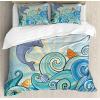 Ambesonne Christmas Duvet Cover Set, Floral Winter Red Bird Hat and Scarf on Blooming Tree Nature Inspired, Decorative 3 Piece Bedding Set with 2 Pillow Shams, Queen Size, Burgundy Green(Pastel Blue)
