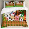 Ambesonne Christmas Duvet Cover Set, Floral Winter Red Bird Hat and Scarf on Blooming Tree Nature Inspired, Decorative 3 Piece Bedding Set with 2 Pillow Shams, Queen Size, Burgundy Green(Green Brown)