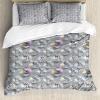 Ambesonne Christmas Duvet Cover Set, Merry Christmas Lettering on an Abstract Modern Snowflake Dot Pattern, Decorative 3 Piece Bedding Set with 2 Pillow Shams, King Size, Black Beige(Pale Grey White and Pink)