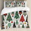Ambesonne Christmas Duvet Cover Set, Merry Christmas Lettering on an Abstract Modern Snowflake Dot Pattern, Decorative 3 Piece Bedding Set with 2 Pillow Shams, King Size, Black Beige(Jade Green White Paprika)