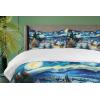 Ambesonne Christmas Duvet Cover Set, Merry Christmas Lettering on an Abstract Modern Snowflake Dot Pattern, Decorative 3 Piece Bedding Set with 2 Pillow Shams, King Size, Black Beige(Blue Evergreen and Mustard)