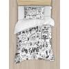 Ambesonne Christmas Duvet Cover Set, Merry Christmas Lettering on an Abstract Modern Snowflake Dot Pattern, Decorative 3 Piece Bedding Set with 2 Pillow Shams, King Size, Black Beige(White and Charcoal)