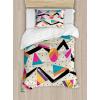 Ambesonne Christmas Duvet Cover Set, Merry Christmas Lettering on an Abstract Modern Snowflake Dot Pattern, Decorative 3 Piece Bedding Set with 2 Pillow Shams, King Size, Black Beige(Cream Pink)