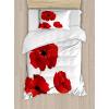 Ambesonne Christmas Duvet Cover Set, Merry Christmas Lettering on an Abstract Modern Snowflake Dot Pattern, Decorative 3 Piece Bedding Set with 2 Pillow Shams, King Size, Black Beige(Red Green)
