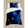 Ambesonne Christmas Duvet Cover Set, Merry Christmas Lettering on an Abstract Modern Snowflake Dot Pattern, Decorative 3 Piece Bedding Set with 2 Pillow Shams, King Size, Black Beige(Blue Black White)
