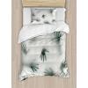 Ambesonne Christmas Duvet Cover Set, Merry Christmas Lettering on an Abstract Modern Snowflake Dot Pattern, Decorative 3 Piece Bedding Set with 2 Pillow Shams, King Size, Black Beige(Emerald)