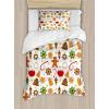Ambesonne Christmas Duvet Cover Set, Merry Christmas Lettering on an Abstract Modern Snowflake Dot Pattern, Decorative 3 Piece Bedding Set with 2 Pillow Shams, King Size, Black Beige(Red Cinnamon)