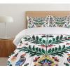 Ambesonne Christmas Duvet Cover Set, Merry Christmas Lettering on an Abstract Modern Snowflake Dot Pattern, Decorative 3 Piece Bedding Set with 2 Pillow Shams, King Size, Black Beige(Green White Multicolor)